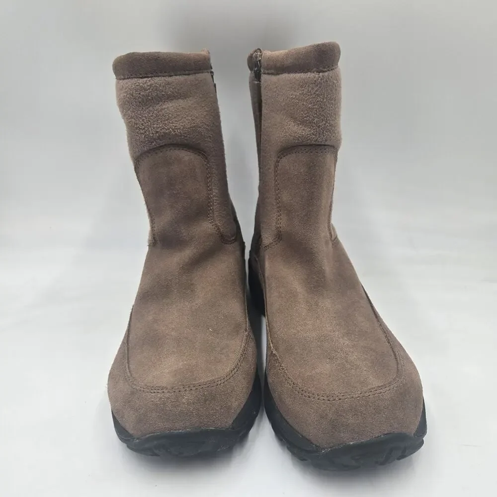 L.L. Bean Primaloft Insulated Boots Brown Suede Fleece Side Zip Men's 8 M